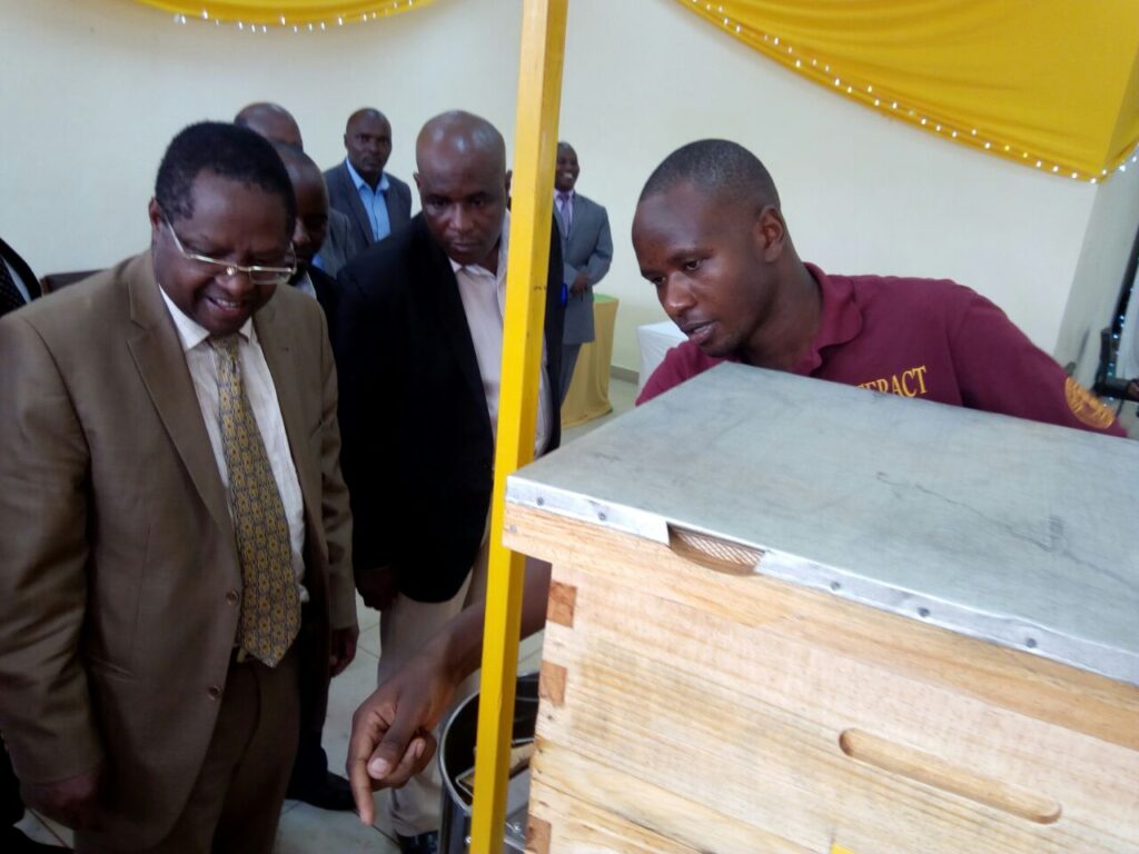 Ezekiel Mumo with Martin Wambora beekeeping