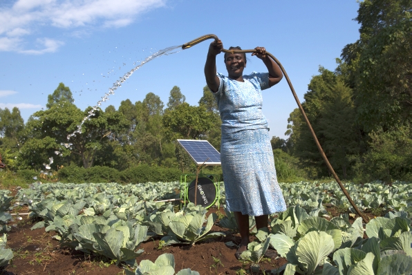 Irrigating a farm using solar powered water pump in Kenya 596