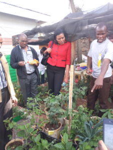 Stephene Mwanzia at gooseberry stand