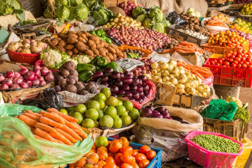 17314899 colorful fruits and vegetables colorfully arranged at a local fruit and vegetable market in nairobi
